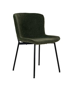 Maceda Spisebordsstol - Spisebordsstol i bouclé, mørkegrøn med sorte ben, HN1241