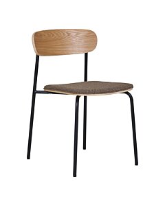 Estepona Spisebordsstol - Spisebordsstol, ryg i asketræ, brunt sæde med sorte ben, HN1269