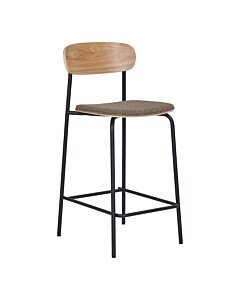 Estepona Counterstol - Counterstol, ryg i asketræ, brunt sæde med sorte ben, HN1269