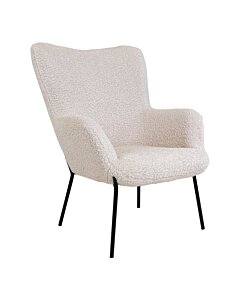 Glasgow Stol - Stol i kunstig lammeskind, hvid med sorte ben, HN1090