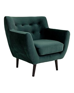 Monte Lænestol - Lænestol, velour, mørkegrøn, sorte træben, HN1006