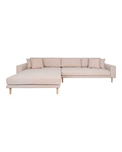 Lido Lounge Sofa - Lounge Sofa, venstrevendt i sand med fire puder og natur træben, HN1050