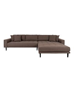 LIdo Lounge Sofa - Lido Lounge Sofa, højrevendt i brun med fire puder og sorte træben, HN1055