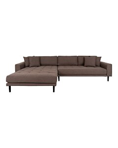 Lido Lounge Sofa - Lounge Sofa,  venstrevendt i brun med fire puder og sorte træben, HN1055