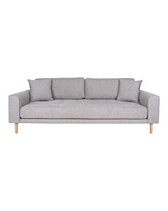 Lido 3 Personers Sofa - 3 Personers Sofa,  lysegrå med to puder og natur træben, HN1040