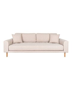Lido 3 Personers Sofa - 3 Personers Sofa, sand med to puder og natur træben, HN1050
