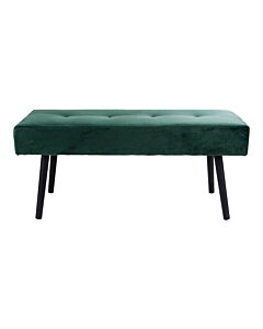 Skiby Bænk - Bænk i velour, mørkegrøn med sorte ben, 100x35x44 cm, HN1206