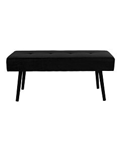 Skiby Bænk - Bænk i velour, sort med sorte ben, 100x35x44 cm, HN1207