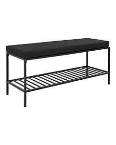 Vita Bænk - Bænk med hylde og hynde, sort med sorte ben, 100x36x48,5 cm