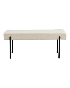 Swindon Bænk - Bænk, bouclé, hvid med sorte ben, 100x36x42,5 cm, HN1232