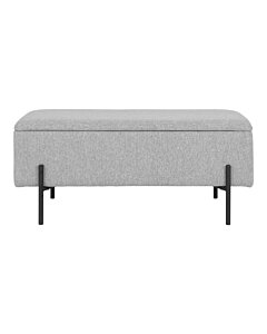 Watford Bænk - Bænk i stof med opbevaring, lysegrå med sorte ben 95x36,5x43 cm, HN1275