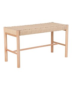 Abano Bænk - Bænk i poppel med vævet sæde, natur, 35x80x45 cm