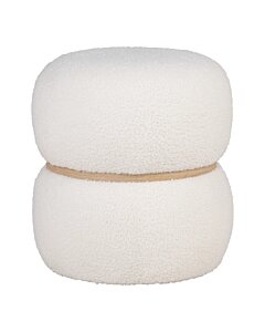 Milford Puf - Puf i bouclé, hvid, Ø38x41 cm