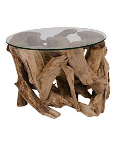 Grand Canyon Sofabord - Sofabord, glas med natur ben, Ø60x40 cm