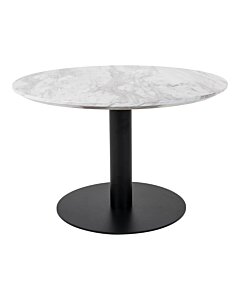 Bolzano Sofabord - Sofabord, marmor look bordplade, hvid, sort base ø70x45 cm