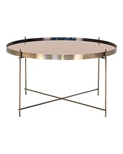 Venezia Sofabord - Hjørnebord, messing farvet stål med glas Ø70xh40cm