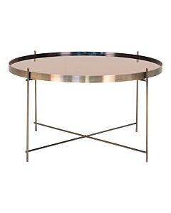 Venezia Sofabord - Hjørnebord i messing farvet stål med glas ø70xh40cm