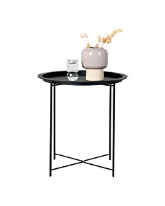 Bastia Hjørnebord - Hjørnebord i stål, sort Ø47x50 cm