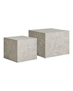 Prague Sofabord - Sofabord, marmor look, beige, sæt af 2