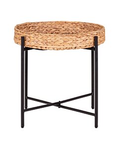 Naro Hjørnebord - Hjørnebord, metal og vandhyacinth Ø50x48,5 cm