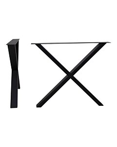 Nimes Bordben - Ben til spisebord, pulverlakeret  sort, design X, 8x86x72 cm