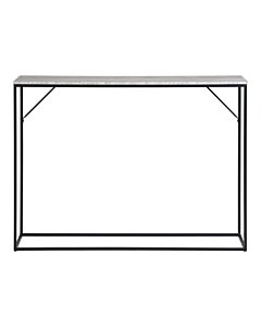 Vita Konsolbord - Konsolbord, 1 hylde, travertin look, sort stel 110x26x80 cm