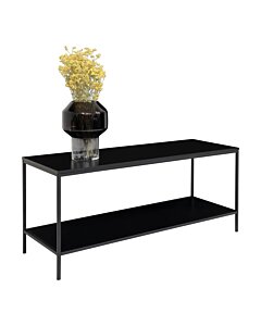 Vita TV-bænk - TV bænk, 2 hylder, sort, sort stel 100x36x45 cm