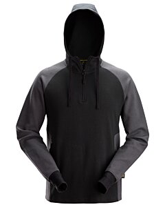 Snickers Tofarvet hættetrøje med kort lynlås 2842