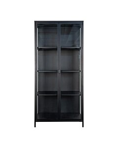 Brisbane Vitrineskab - Vitrineskab, 2 glaslåger, stål, sort 80x35x175 cm