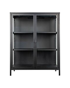Brisbane Vitrineskab - Vitrineskab,  2 glaslåger, stål, sort 80x40x101 cm
