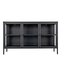 Brisbane skænk - Skænk, 3 glaslåger, stål, sort 140x40x85 cm