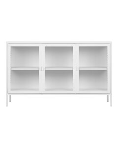 Brisbane Skænk - Skænk, 3 glaslåger, stål, hvid 140x40x85 cm