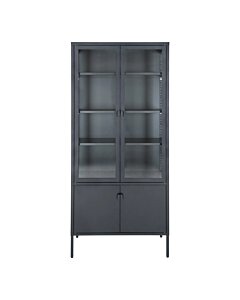 Brisbane Vitrineskab - Vitrineskab, 4 låger, stål, sort 80x35x180 cm