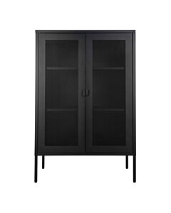 Melbourne Vitrineskab - Vitrineskab, sort metal, 2 trådnetslåger 80x40x120 cm