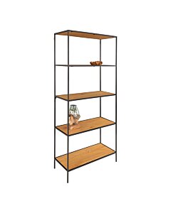 Vita Reol - Reol, 5 hylder, egetræslook, sort stel 80x36x170 cm