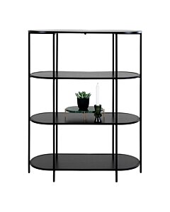 Vita Reol - Oval reol, 4 hylder, sort, sort stel 85x36x111 cm