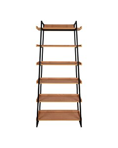 Sakai Reol - Reol, askefiner, sort metal stel, 6 hylder 80x35x185 cm