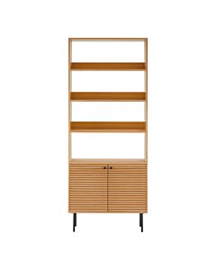 Kyoto Reol - Reol, 2 låger, 4 hylder, egefiner, natur, sorte metalben 80x30x200 cm