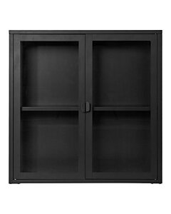 Brisbane Hængende Vitrineskab - Hængende vitrineskab, 2 glaslåger, stål, sort 80x18x80 cm