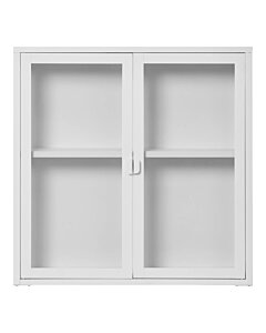 Brisbane Hængende Vitrineskab - Hængende vitrineskab, 2 glaslåger, stål, hvid 80x18x80 cm