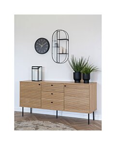 Kyoto Skænk - Skænk, 3 skuffer, 2 låger, egefiner, natur, sorte metalben 150x40x74 cm