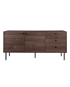 Kyoto Skænk - Skænk, 3 skuffer, 2 låger, egefiner, smoked, sorte metalben 150x40x74 cm