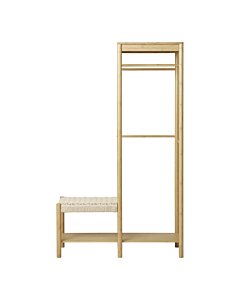 Ember Tøjstativ - Tøjstativ med naturfletet bænk, bambus, natur