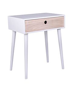 Parma Hjørnebord - Hjørnebordbord, hvid, 1 naturtræs skuffe 32x45x54,5 cm