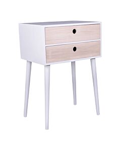 Rimini Hjørnebord - Hjørnebord, hvid, 2 naturtræs skuffer 32x45x65,5 cm