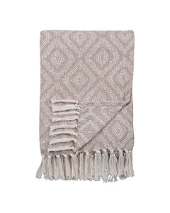 Cort Plaid - Plaid, bomuld, råhvid/beige, design D 130x160 cm