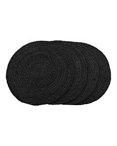 Bombay Dækkeservietter, sæt af 4 - Dækkeservietter, flettet jute, mørkegrå, ø38 cm, sæt af 4