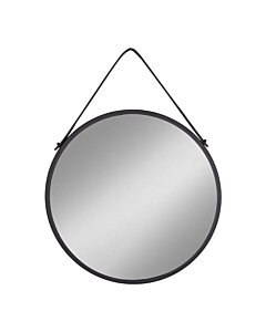 Trapani Spejl - Spejl, stål/kunstlæder, sort, ø60 cm