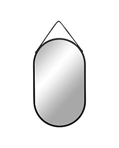 Trapani Spejl - Spejl, stål/kunstlæder, sort, 35x60