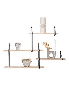 Harlem Hylde - Hylde, 4 træhylder forskudt, sort ramme 99x14,5x62 cm